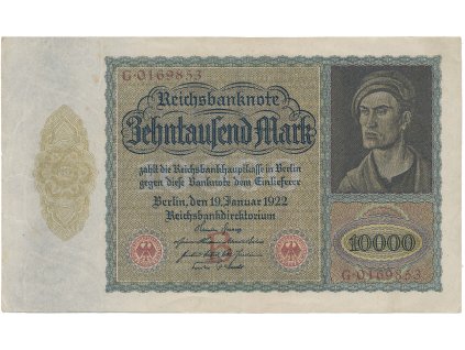 Německo, 10.000 Mark 1922, velký formát, Ro.68a