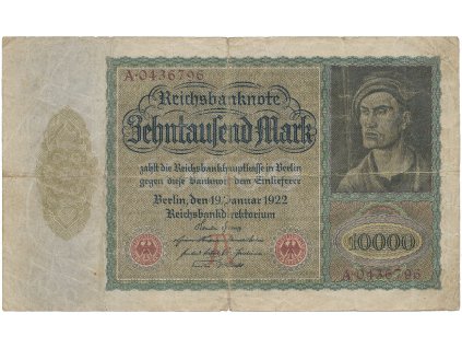 Německo, 10.000 Mark 1922, velký formát, Ro.68a