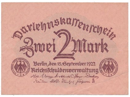 Německo, 2 Mark 1922, Ro.74