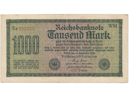 Německo, 1000 Mark 1922, vod. Mäander, hnědé 6-místné číslo, Ro.75i