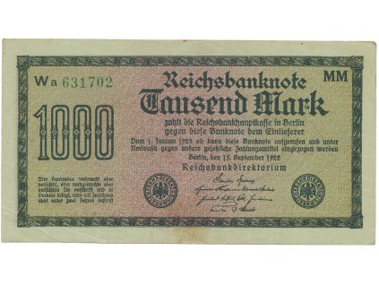 59460 nemecko 1000 mark 1922 vod vielecke 6 mistne cislo ro 75f