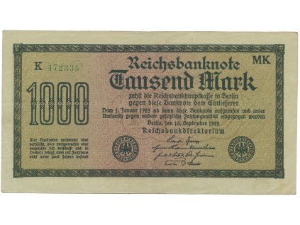 59463 nemecko 1000 mark 1922 vod vielecke 6 mistne cislo ro 75f