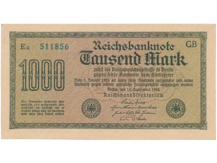 59499 59499 59499 nemecko 1000 mark 1922 vod gitter modrozelene 6 mistne cislo ro 75n