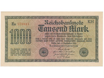 Německo, 1000 Mark 1922, vod. Achterstreifen, Ro.75o