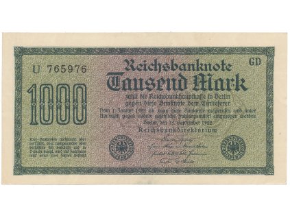 59538 59538 59538 nemecko 1000 mark 1922 vod hakensterne cerne 6 mistne cislo ro 75b