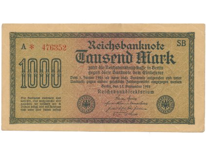 Německo, 1000 Mark 1922, vod. Dornen, Ro.75d