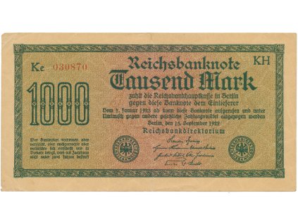 Německo, 1000 Mark 1922, vod. Dornen, Ro.75d