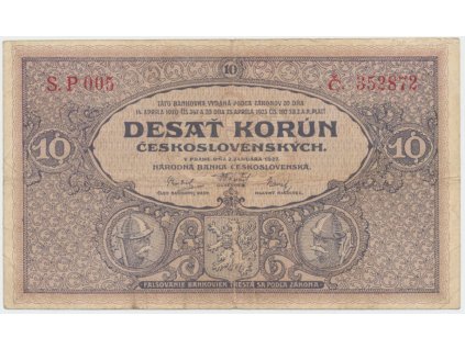 Československo, 10 Koruna 1927, série P, tisk O+R Pardubice, Hej.22aP