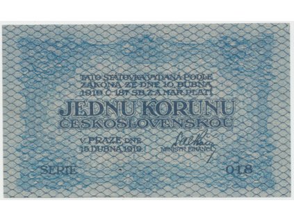 Československo, 1 Koruna 1919, Hej.7a