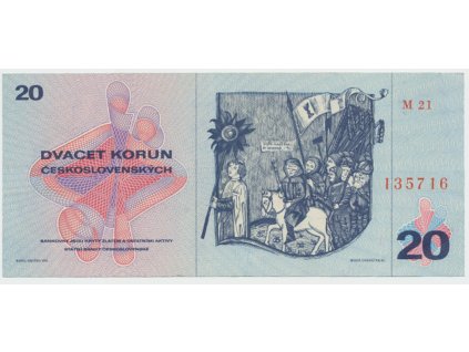 Československo, 20 Koruna 1970, série M, Hej.104aM
