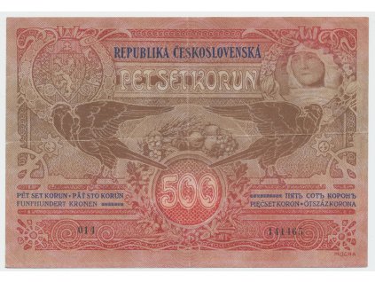 Československo, 500 Koruna 1919, série 014, dobový padělek "Meszáros", Hej.13P2