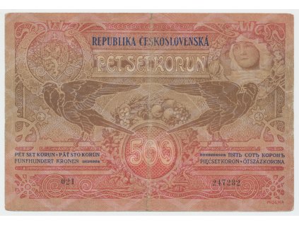 Československo, 500 Koruna 1919, série 014, dobový padělek "Meszáros", Hej.13P2