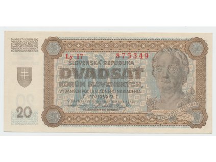 63250 63250 slovensko 20 koruna 1942 hej 53a2