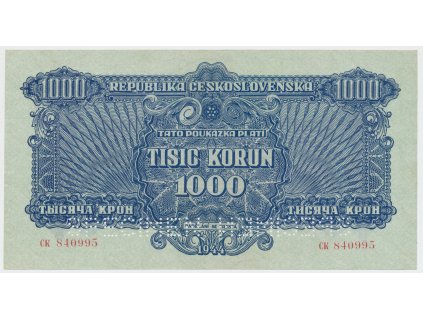 63268 ceskoslovensko 1000 koruna 1944 perf 2x specimen dole hej 61a s3