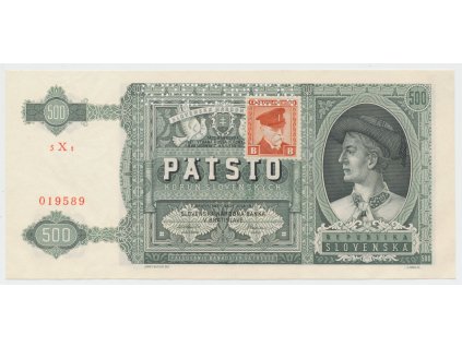 63271 63271 63271 ceskoslovensko 500 koruna 1941 1945 kolkovana perf 1x specimen hej 64a s1