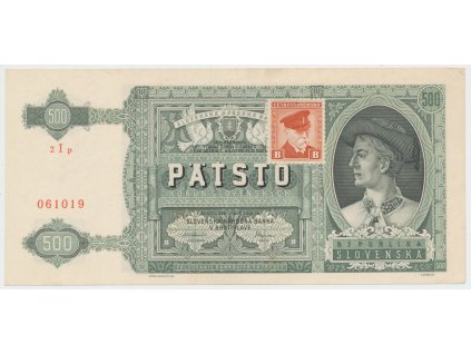 Československo, 500 Koruna 1941/1945, kolkovaná, Hej.64a