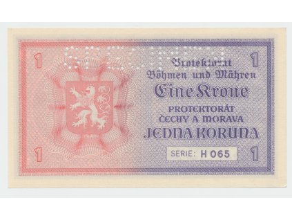 63358 protektorat cechy a morava 1 koruna b d 1940 tisk haase serie h perf 1x specimen z rubu hej 30b s4