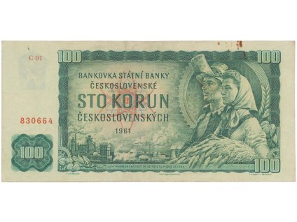 63640 ceskoslovensko 100 koruna 1961 i vydani prvni serie c 01 hej 101ac