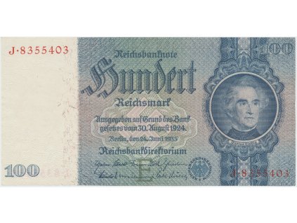 Německo, 100 Reichsmark 1935, typ H/H, Hej.D8a