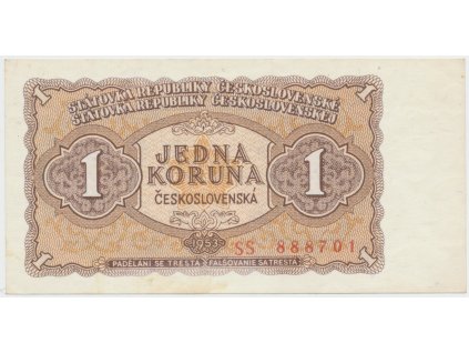 Československo, 1 Koruna 1953, tisk Praha, série SS, Hej.89b2