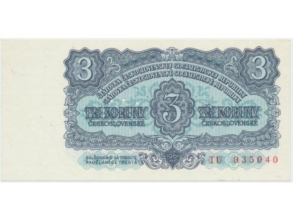 Československo, 3 Koruna 1961, série TU, perf. 3 m.d., Hej.98a.S1