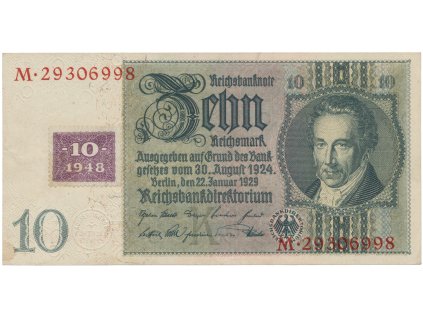 Německo - NDR, 10 DM 1948, kolkovaná, Ros.334b