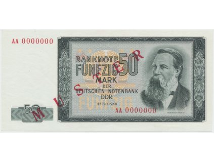 64432 64432 nemecko ndr 50 dm 1964 bankovni vzor aa 0000000 pret specimen ros 357m1