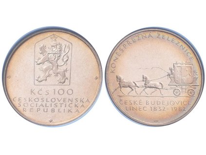 100 Kčs 1982 - Koněspřežná železnice České Budějovice - Linec, PROOF