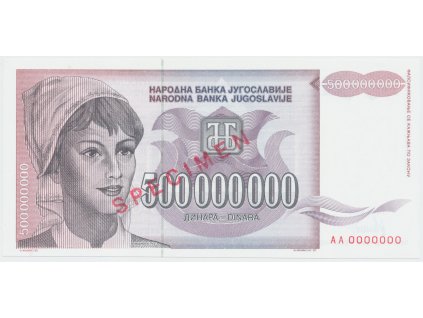 64930 jugoslavie 500 000 000 dinara 1993 anulat aa 0000000 razitko specimen p 125