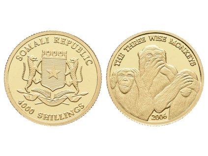 4000 šilinků - 2006 - Au 1,24 g - 999.9/1000 - Tři moudré opice