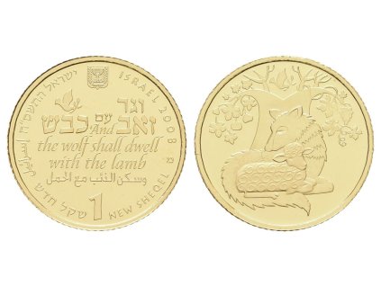 1 Nový izraelský šekel - 2008 - Au 1,24 g - 999/1000 - Vlk a beránek