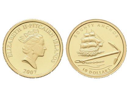 10 dolarů - 2007 - Au 1,24 g - 999/1000 - Kotva HMS Bounty