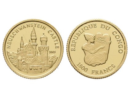 66154 66154 66154 1500 franku 2005 au 1 24 g 999 1000 zamek neuschwanstein