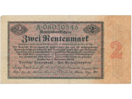 Německo, 2 Rentenmark 1923, Ros.155