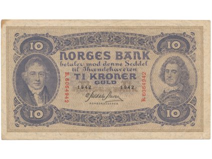 66646 norsko 10 kroner 1942 p 8c
