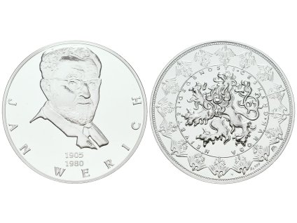 Stříbrná investiční medaile - Jan Werich - Ag 29 g - 999/1000 + Certifikát