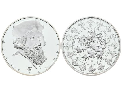 66829 stribrna investicni medaile mistr jan hus ag 29 g 999 1000 certifikat