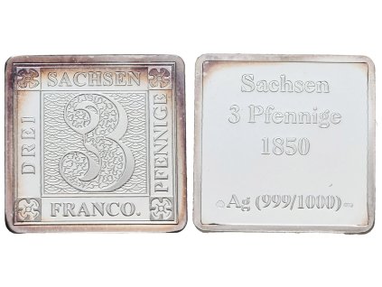 66898 66898 stribrna znamka saska trojka z roku 1850 ag 6 g 999 1000