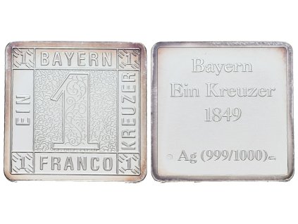 66910 66910 stribrna znamka bavorsky schwarzer einser z roku 1849 ag 6 g 999 1000