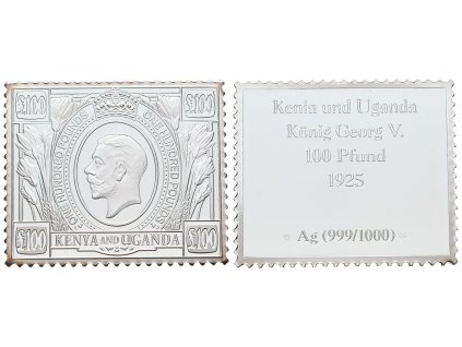 Stříbrná známka - Kenya A Uganda - 1925  - 100 Pfund - Ag 11 - 999/1000