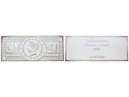 66988 stribrna znamka one pound 1888 ag 18g 999 1000
