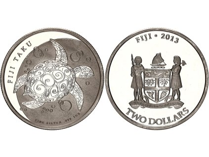 Fidži, 2 Dollars 2013 - želva