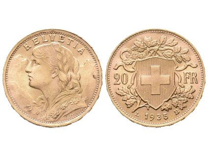 Švýcarsko, 20 Frank 1935 L-B
