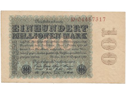 74914 74914 74914 nemecko 100 millionen mark 1923 kreuzblutten ro 106b