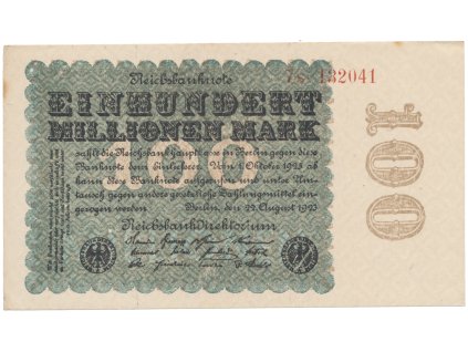 74944 74944 74944 nemecko 100 millionen mark 1923 kreuzblutten ro 106e