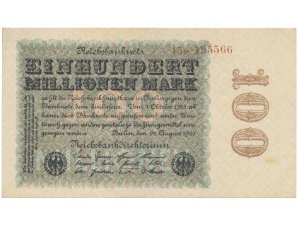 74953 74953 nemecko 100 millionen mark 1923 kreuzblutten ro 106e