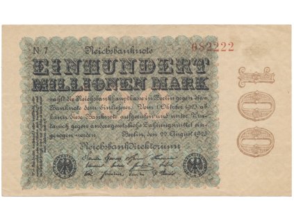 74980 74980 74980 nemecko 100 millionen mark 1923 kreuzblutten ro 106h