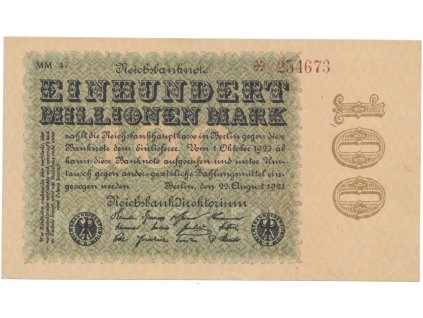 Německo, 100 Millionen Mark 1923, Rauten, Ro.106v