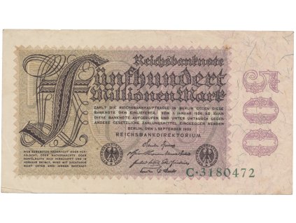 75085 75085 75085 nemecko 500 millionen mark 1923 ro 109a