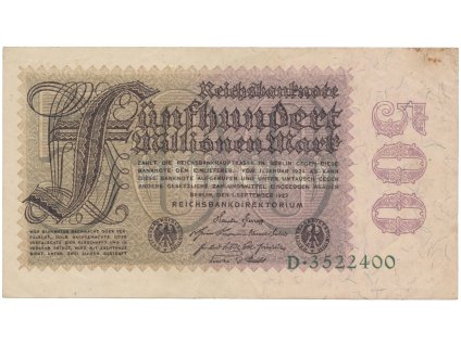 75088 75088 75088 nemecko 500 millionen mark 1923 ro 109a